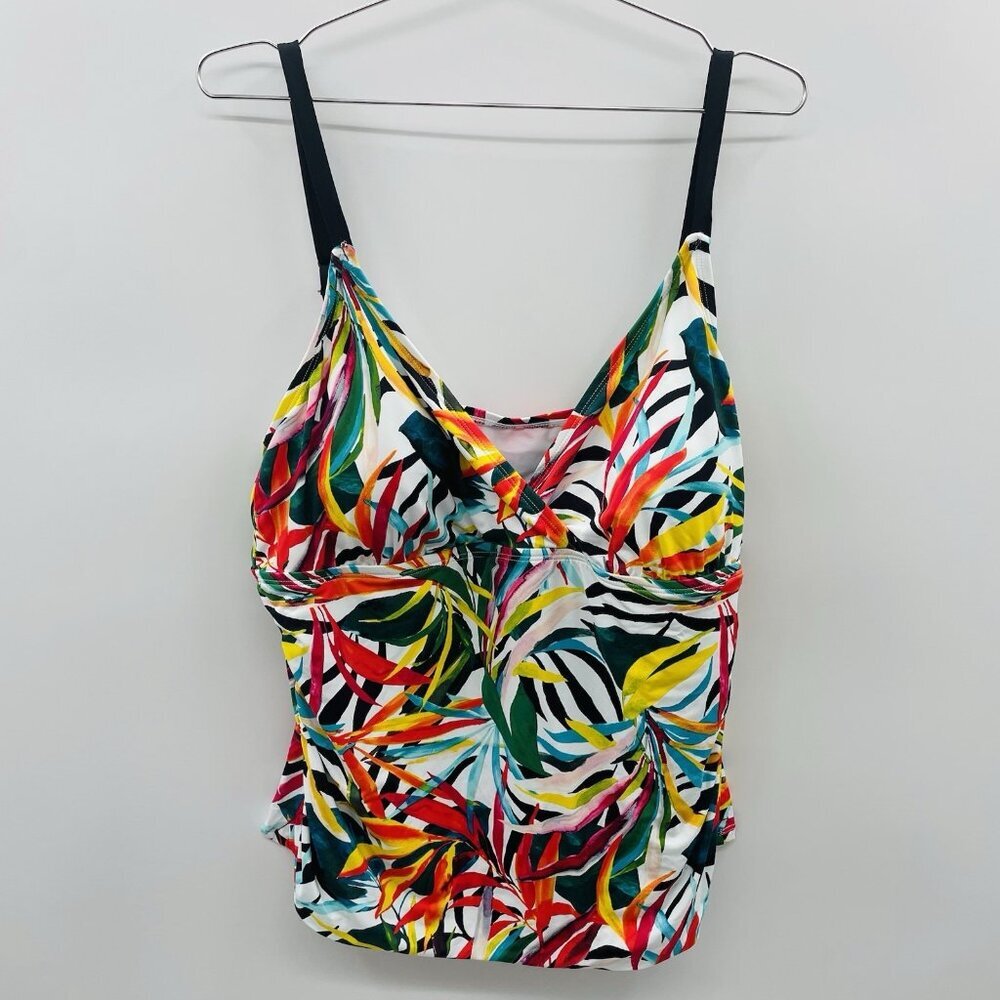 Apt 9 Womens Plus Size 2X Batik Tropical‎ Floral Print Tankini Swim Top $33 1337